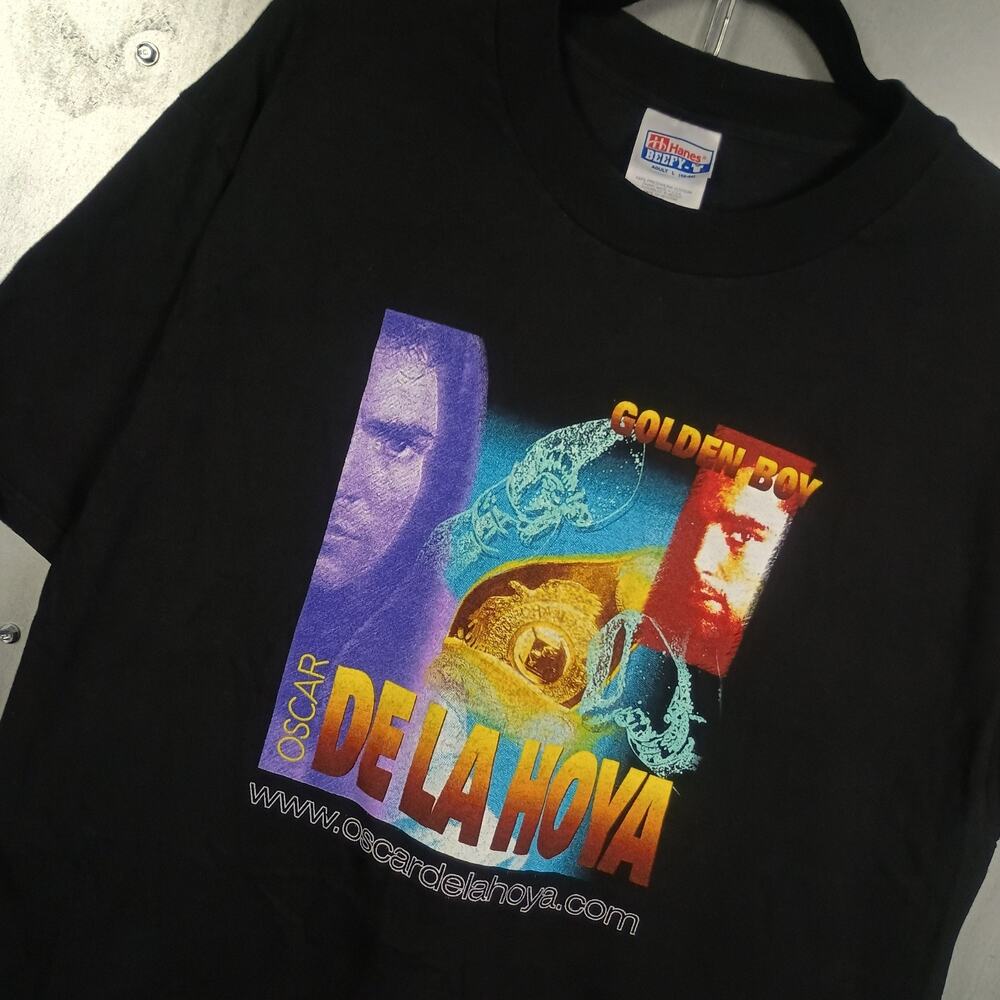 Oscar De La Hoya Vintage 90s Y2K Boxing Shirt Large Mexico Golden Boy Promo